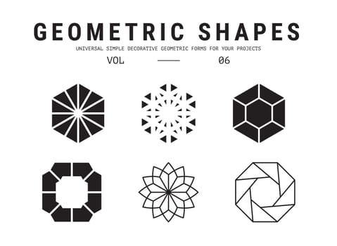 Geometric shapes set. Universal simple decorative forms for your projects. Minimal logo design