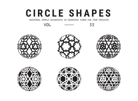 Circle shapes set. Universal simple decorative geometric forms for your projects. Minimal logo design