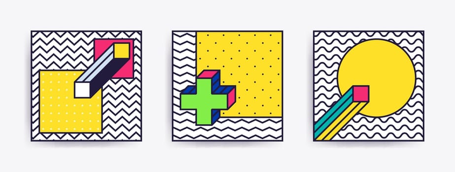 Big Collection with trendy backgrounds for your project, animation, advertisement, commercial banner, flyer, sale, frame. Simple poster, patches, badges in mix neo memphis, pop art style