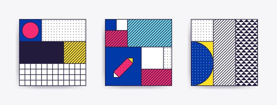 Big Collection with trendy backgrounds for your project, animation, advertisement, commercial banner, flyer, sale, frame. Simple poster, patches, badges in mix neo memphis, pop art style