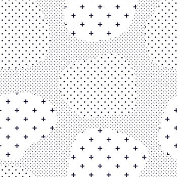 Modern seamless pattern with dots transition halftone in black and white