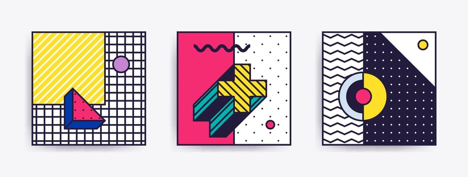 Big Collection with trendy backgrounds for your project, animation, advertisement, commercial banner, flyer, sale, frame. Simple poster, patches, badges in mix neo memphis, pop art style