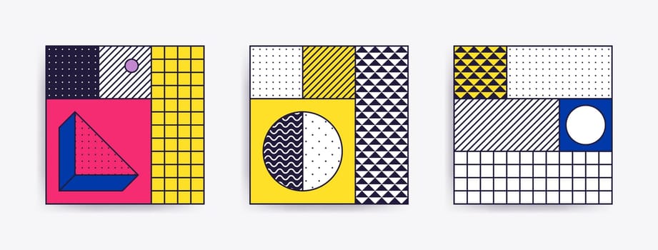Big Collection with trendy backgrounds for your project, animation, advertisement, commercial banner, flyer, sale, frame. Simple poster, patches, badges in mix neo memphis, pop art style