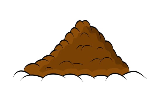 Pile of ground, heap of soil - vector illustration isolated on white background.