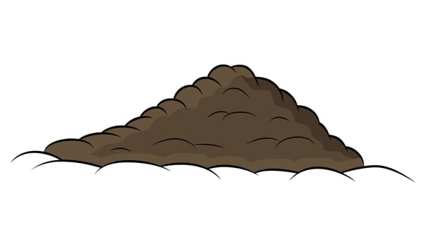 Pile of ground, heap of soil - vector illustration isolated on white background.