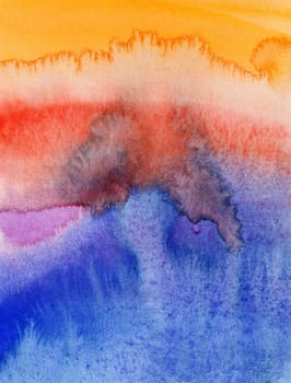 Abstract pattern of the flowing water colors on paper