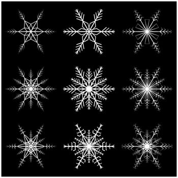 Snowflake vector symbol silhouette design. christmas winter icon  illustration isolated on the black background.