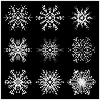 Snowflake vector symbol silhouette design. christmas winter icon  illustration isolated on the black background.