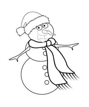 Christmas snowman cartoon silhouette design for card. Winter icon, symbol vector illustration isolated on white background.