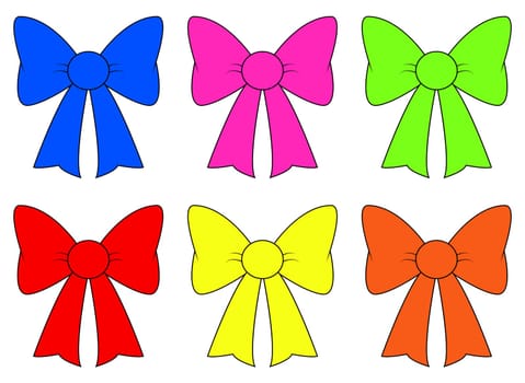 ribbon bow set for christmas present symbol design. Vector illustration isolated on white background.