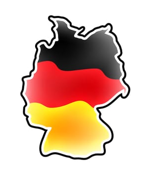 Germany map vector symbol icon  design. german flag colors illustration isolated on white background.