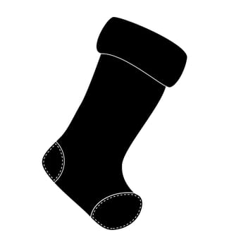 Christmas sock silhouette icon, symbol, design. Winter vector illustration isolated on white background.
