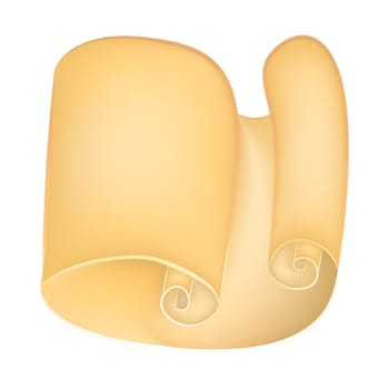 Paper scroll clipart vector isolated on white background. Empty, blank parchment rolled up scroll, old paper sheet texture illustration.