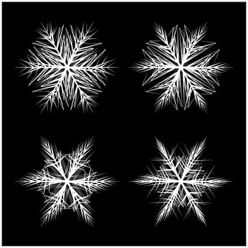 Snowflake silhouette icon, symbol, design. Winter, christmas vector illustration isolated on the black background.