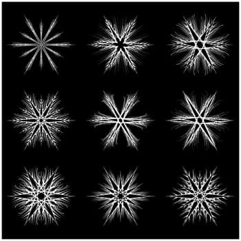 Snowflake silhouette icon, symbol, design. Winter, christmas vector illustration isolated on the black background.