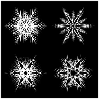 Snowflake silhouette icon, symbol, design. Winter, christmas vector illustration isolated on the black background.