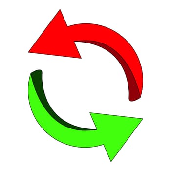 Arrow symbol, red, green icon clipart cycle business concept. Vector illustration isolated on white background.