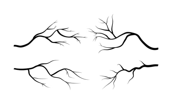 branch silhouette icon set, symbol, design. vector illustration isolated on white background.
