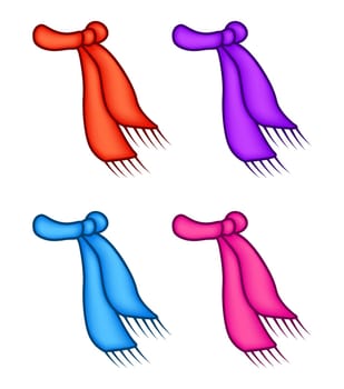 scarf icon, winter wool symbol, design. vector illustration isolated on white background. Different colors