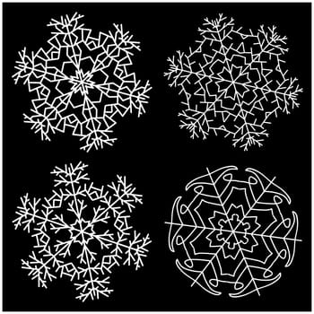 Snowflake silhouette icon, symbol, design. Winter, christmas vector illustration isolated on the black background.