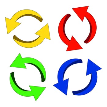 Arrow symbol, colorful icon clipart cycle business concept. Vector illustration isolated on white background.