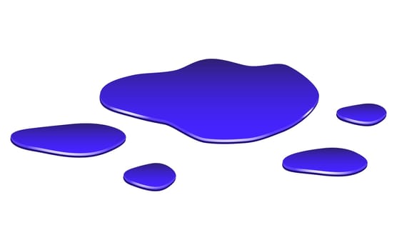 Puddle of water spill clipart. Blue stain, plash, drop. Vector illustration isolated on the white background