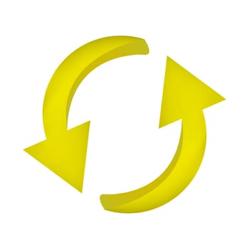 Arrow symbol, yellow icon clipart cycle business concept. Vector illustration isolated on white background.