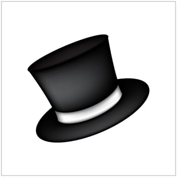 magic hat, gentleman hat cylinder with ribbon icon, symbol, design. vector illustration isolated on white background.