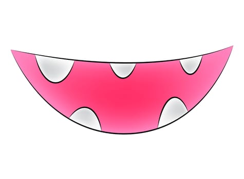 Cartoon smile, mouth, lips with teeth. vector mesh illustration isolated on white background