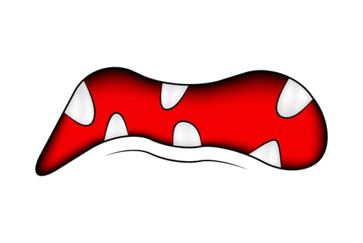 Cartoon smile, mouth, lips with teeth. vector mesh illustration isolated on white background