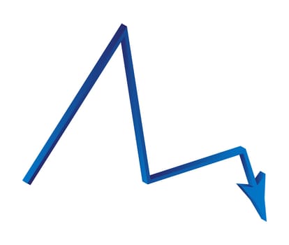 decrease Arrow symbol, blue icon business concept. Vector illustration isolated on white background.