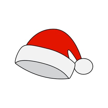Santa hat, Christmas cap icon, symbol, design. Winter vector illustration isolated on white background.