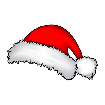 Santa hat, Christmas cap icon, symbol, design. Winter vector illustration isolated on white background.