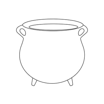 Empty witch cauldron, pot outline. Vector illustration isolated on white background.