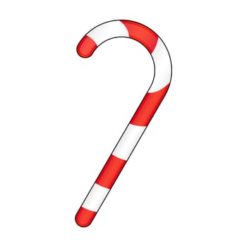 Candy cane striped in Christmas colours. Vector illustration isolated on a white background.
