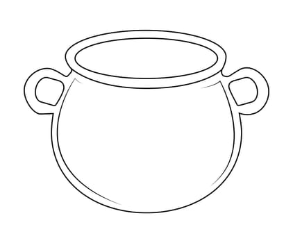 Empty witch cauldron, pot outline. Vector illustration isolated on white background.
