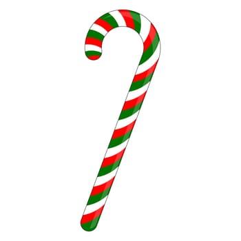 Candy cane striped in Christmas colours. Vector illustration isolated on a white background.