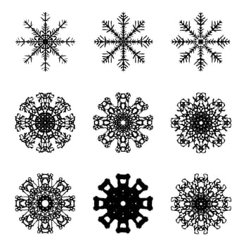 Snowflake silhouette icon, symbol, design. Winter, christmas vector illustration isolated on the white background.
