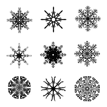 Snowflake silhouette icon, symbol, design. Winter, christmas vector illustration isolated on the white background.