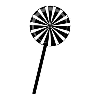 Christmas striped Lollipop silhouette. Spiral sweet candy with black and white stripes. Vector illustration isolated on a white background.