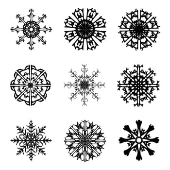 Snowflake silhouette icon, symbol, design. Winter, christmas vector illustration isolated on the white background.