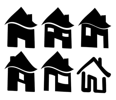 Set of black web home icon, symbol. Vector illustration isolated on white background.