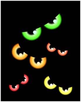 Image of Happy Halloween spooky background Flat design. Vector illustration of invitation card with scary bloody eyes, eyeballs