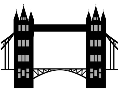 Image of cartoon Tower bridge silhouette. Vector illustration isolated on white background.