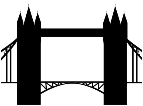 Image of cartoon Tower bridge silhouette. Vector illustration isolated on white background.