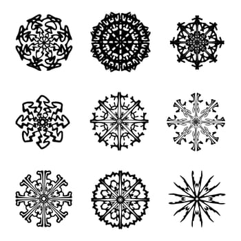 Snowflake silhouette icon, symbol, design. Winter, christmas vector illustration isolated on the white background.
