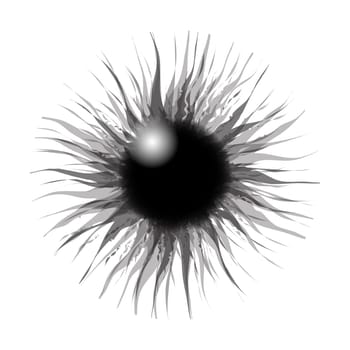 Texture of pupil of the eye, eye ball, iris eye. Black and white vector illustration isolated on white background.