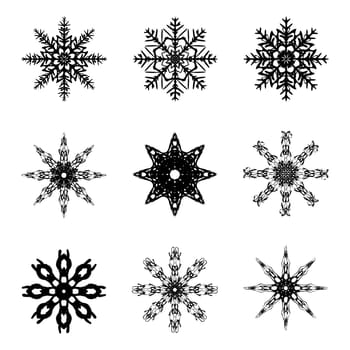 Snowflake silhouette icon, symbol, design. Winter, christmas vector illustration isolated on the white background.
