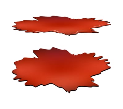 Blood puddle set, red drop, blots, stain, plash od blood. Vector illustration isolated on white background.
