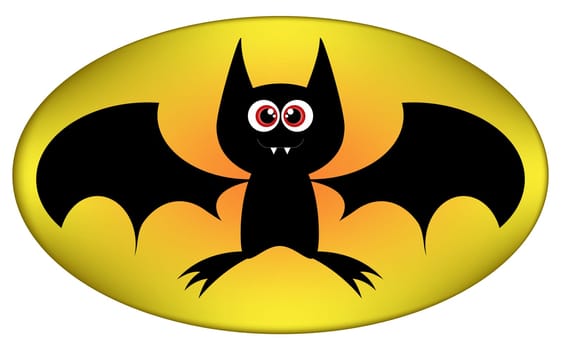 Vector Funny Halloween bat cartoon sign. Illustration isolated on white background